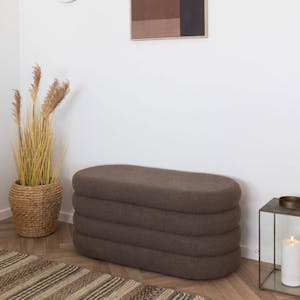 Banc coffre déco en tissu marron bouclette BRUGES